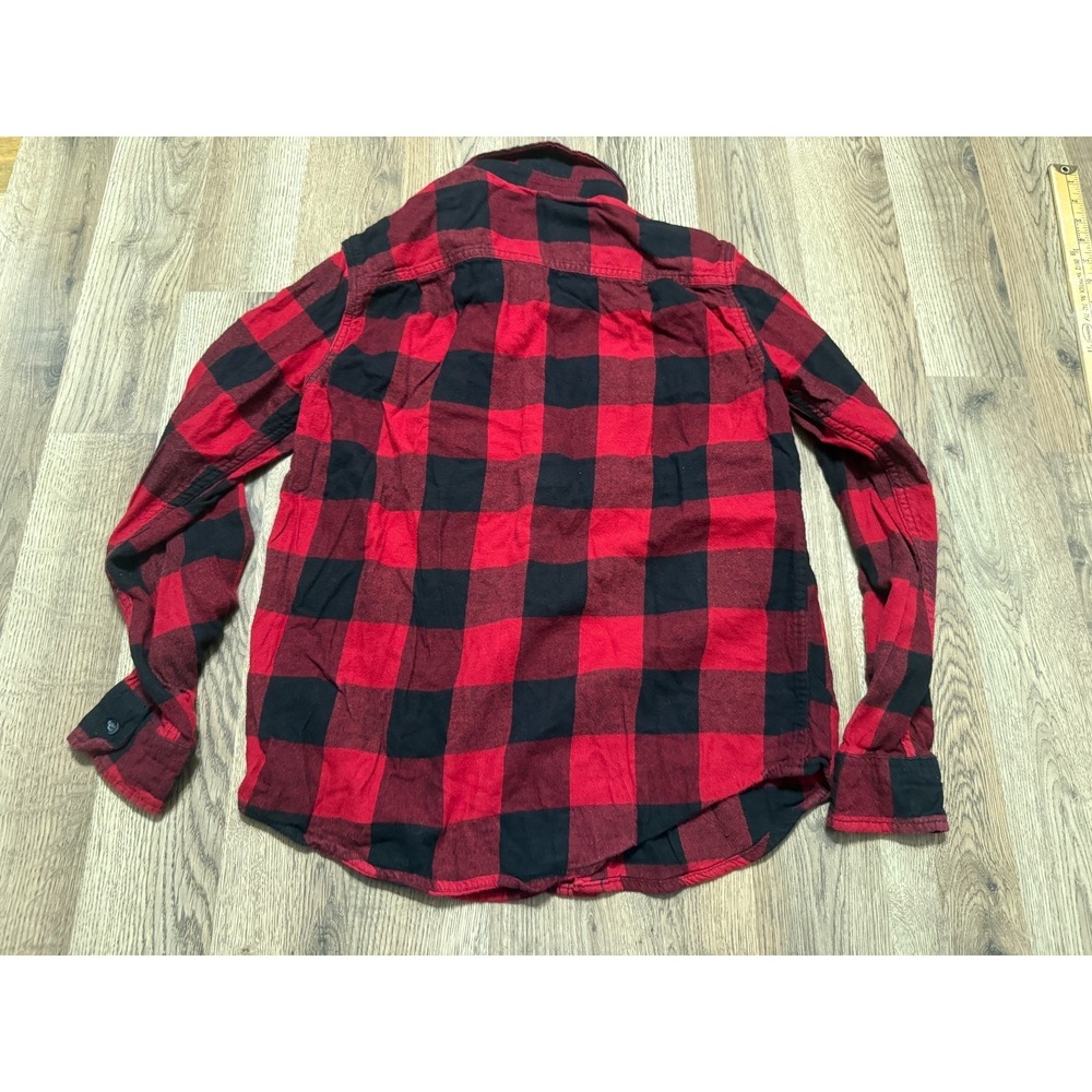 George Shirt, Men's Size Medium Red Black Plaid Long Sleeve Button Up - Picture 2 of 10
